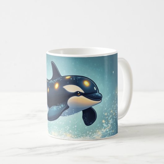 Orca Cartoon Style vibrant Cute Colorfull コーヒーマグカップ (正面右)