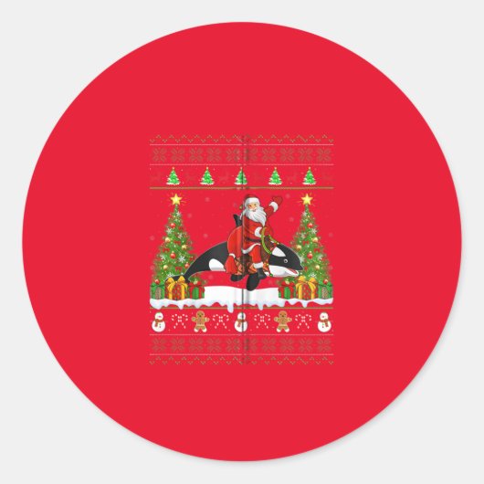 orca christmas pajama ラウンドシール (正面)