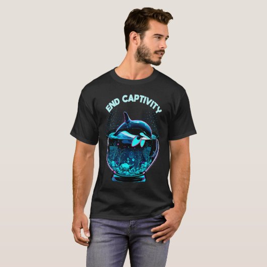 Orca End Captivity Free The Orcas Marine Protectio Tシャツ (正面フル)