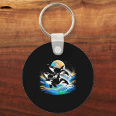 Orca in space, planets, stars, wall lovers Orca in キーホルダー (正面)