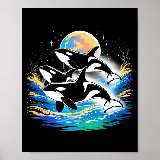 Orca in space, planets, stars, wall lovers Orca in ポスター (正面)
