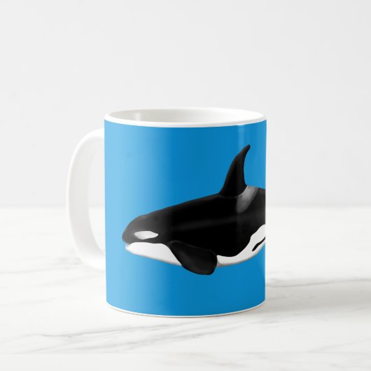 Orca / Killer Whale Mug Blue コーヒーマグカップ (正面左)
