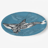 Orca Killer Whale Tlingit Indigo Blue ink ペーパープレート (アングル)