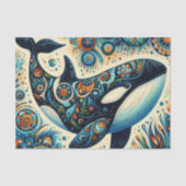 Orca Killer Whale Whimsical Nautical Decoupage 薄葉紙 (正面)