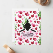 Orca Love Valentine’s Day Card in White ノートカード (正面/裏面インサイチュ)