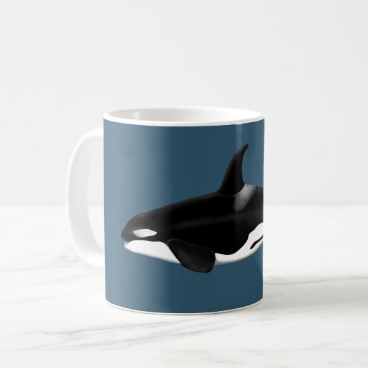Orca Mug on dark blue コーヒーマグカップ (正面左)