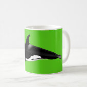 Orca Mug on green コーヒーマグカップ (正面右)