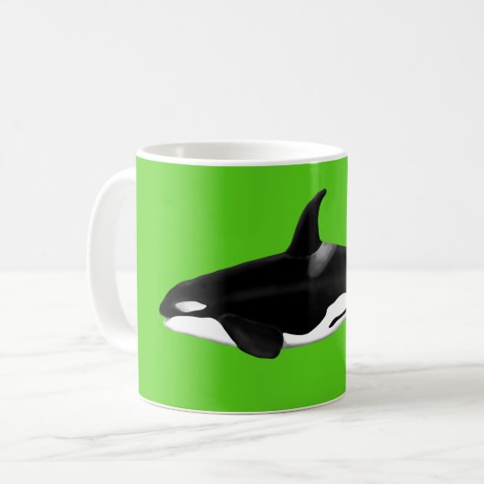 Orca Mug on green コーヒーマグカップ (正面左)