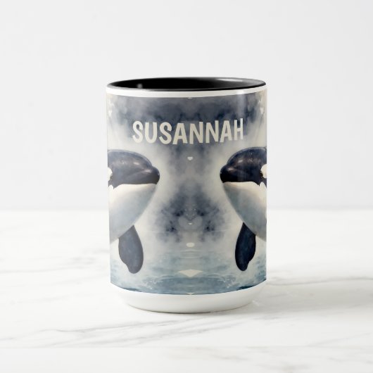 Orca Stormy waves Personalized マグカップ (中央)