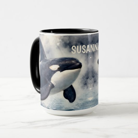 Orca Stormy waves Personalized マグカップ (正面左)
