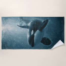 Orca Swimming Underwater ビーチタオル