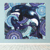 Orca Tribe キャンバスプリント (インサイチュ (ウッドフロア))