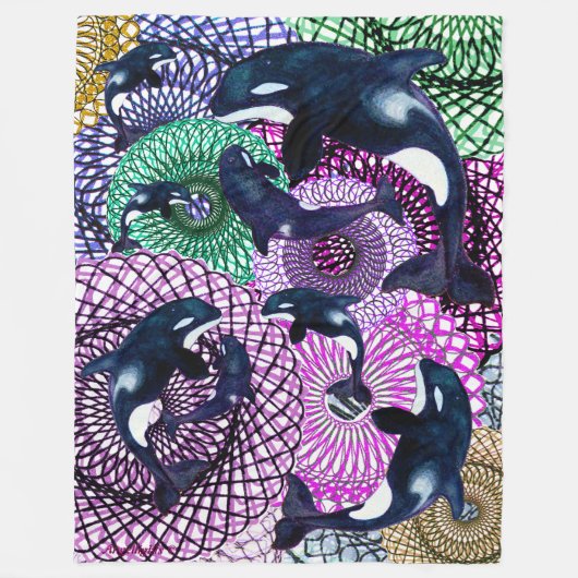 Orca Tribe フリースブランケット (正面)