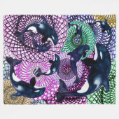 Orca Tribe フリースブランケット (正面(横))