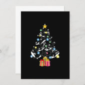 Orca Whale and Christmas Tree Orca Christmas 招待状 (正面/裏面)