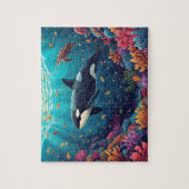 Orca Whale Coral Reef Underwater Art ジグソーパズル (縦)