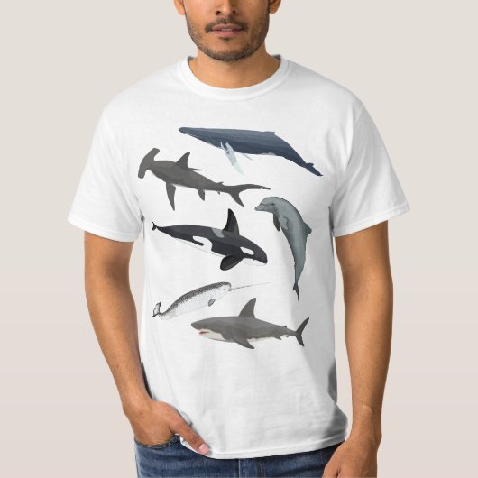 Orca Whale Shark Narwhal Dolphin Sea Creatures Tシャツ (正面)