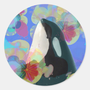 Orca Whale Spy 数々の Hop-color Graphic-I見ろ ラウンドシール