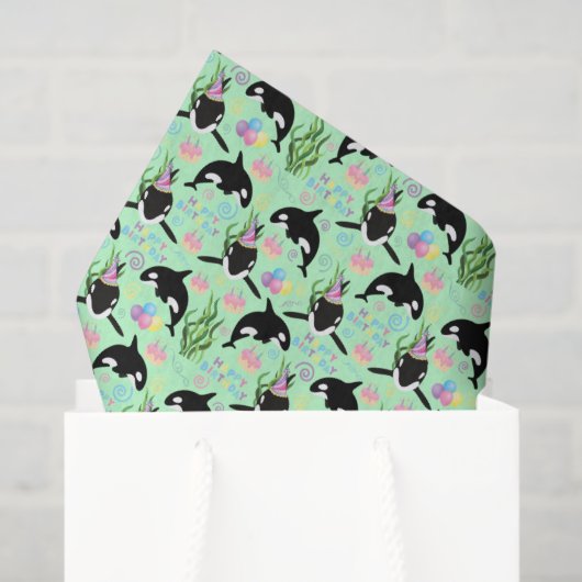 Orca Whale Tissue Paper in Green 薄葉紙 (ギフトバッグ)
