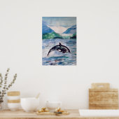 Orca, Whale watercolor drawing Value Poster ポスター (キッチン)