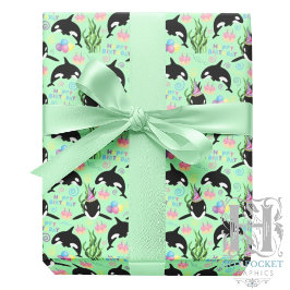 Orca Whale Wrapping Paper in Green ラッピングペーパー