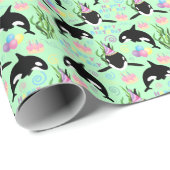 Orca Whale Wrapping Paper in Green ラッピングペーパー (ロールコーナー)