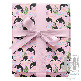 Orca Whale Wrapping Paper in Pink ラッピングペーパー