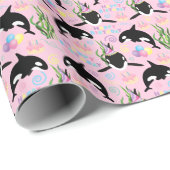 Orca Whale Wrapping Paper in Pink ラッピングペーパー (ロールコーナー)