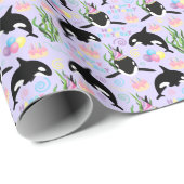 Orca Whale Wrapping Paper in Purple ラッピングペーパー (ロールコーナー)