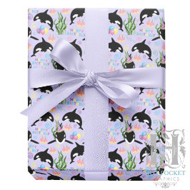 Orca Whale Wrapping Paper in Purple ラッピングペーパー