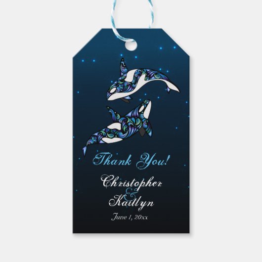 Orca Wheres'結婚 Thank Youメッセージカード ギフトタグ (正面)