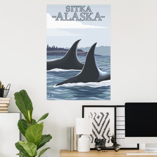 Orca Wheres #1 – アラスカ,シトカ ポスター (ホームオフィス)