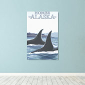 Orca Wheres #1 – アラスカ,ホーマー キャンバスプリント (インサイチュ (ウッドフロア))