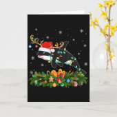 Orca Xmas Lighting Reindeer Santa Hat Orca Christm カード (黄色い花)