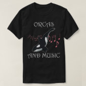 Orcas an Music Notes Whale Ocean Tシャツ (デザイン正面)