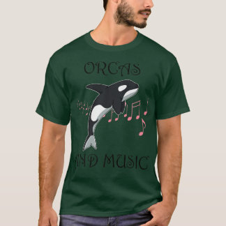 Orcas and Music Notes Musician Whale Tシャツ