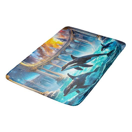 Orcas in Galaxy Castle Design by Rich AMeN Gill バスマット (アングル)