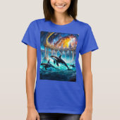 Orcas in Galaxy Castle Design by Rich AMeN Gill Tシャツ (正面)