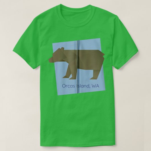 Orcas Island Brown Origami Bear Abstract Geometric Tシャツ (デザイン正面)