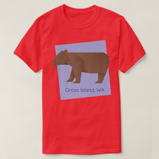 Orcas Island Brown Origami Bear Abstract Geometric Tシャツ (デザイン正面)