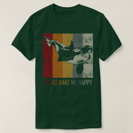 Orcas Make Me Happy Animal Orca Killer Whale Pullo Tシャツ (デザイン正面)