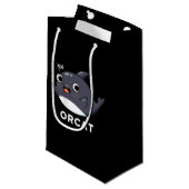 Orcat おもしろい Cat Orca Pun Dark BG スモールペーパーバッグ (正面アングル)