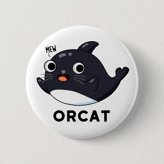 Orcat Funny Cat Orca Pun  缶バッジ (正面)