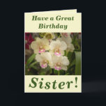 Orchid Blooms Floral Birthday Card for Sister カード<br><div class="desc">Four lovely orchid blooms make a great image for this floral birthday card for Sister.  Text can easily be personalised as wished.</div>
