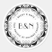 Orchid & Bows 戻り先住所ラベル - カスタム ラウンドシール (正面)