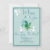 Orchid Bright Green日付のカードを結婚保存 招待状 (正面)