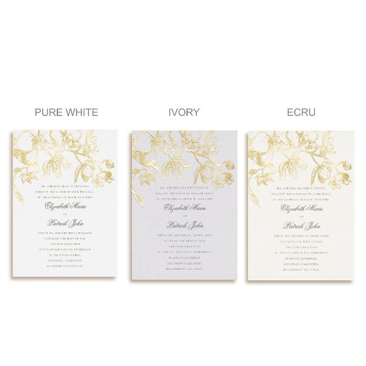 Orchid Dance Formal Classic Heirloom Cream Wedding 箔招待状