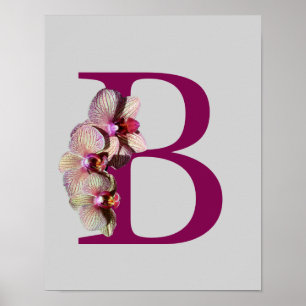 Orchid Elegant Monogram Initial B Poster ポスター