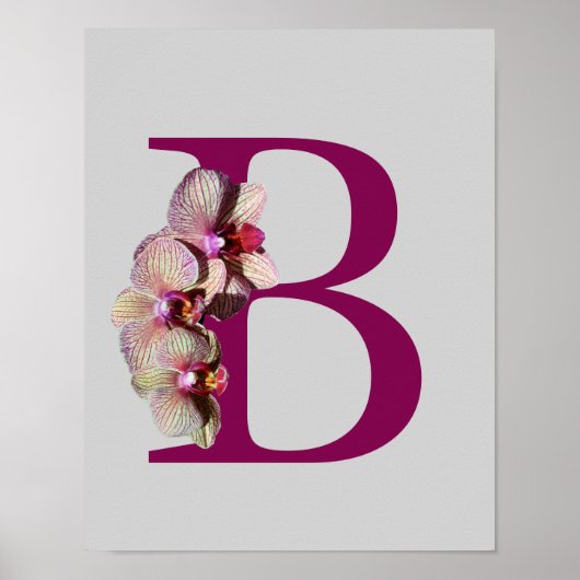 Orchid Elegant Monogram Initial B  Poster ポスター (正面)