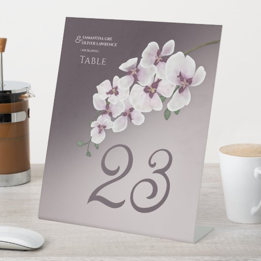 Orchid Elegant Wedding Table Number Card 台座サイン (インサイチュ)